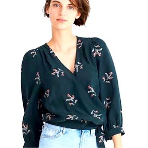 Madewell Silk Wrap Top in Wild Botanic - Lg